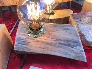 Lampada Legno Artigianale Vetro Metallo