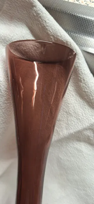 Vaso Vetro Vintage Marrone. Viola Trasparente