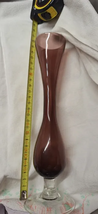 Vaso Vetro Vintage Marrone. Viola Trasparente