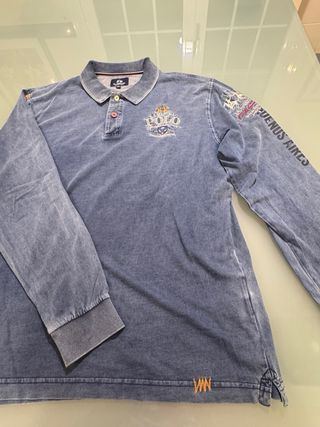 Polo La Martina Manga Larga Azul XXL