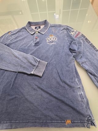 Polo La Martina Manga Larga Azul XXL