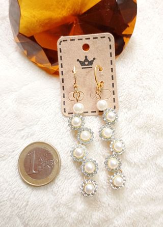 Pendientes largos perlas y strass