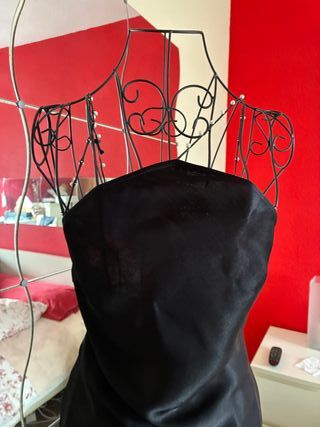 Vestido negro tirantes perlas talla XS