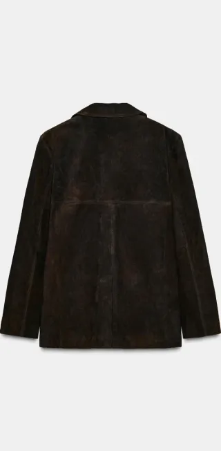 Blazer de piel ante marrón