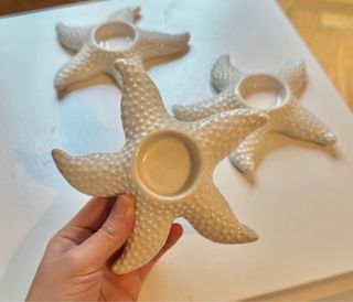 3 Portacandele Stella Bianco Rotto