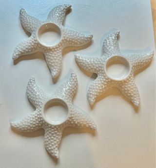 3 Portacandele Stella Bianco Rotto