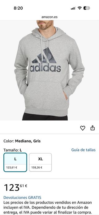 Sudadera Adidas Gris con Capucha