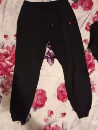 Tuta Ralph Lauren nera con logo rosso taglia M