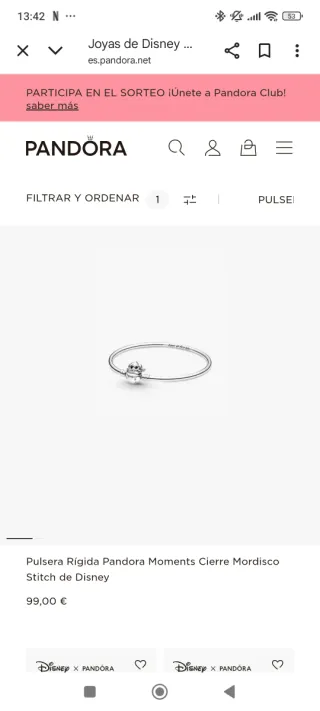 Pulsera Pandora Ed. Limitada Stitch