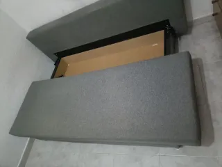 Divano Letto Grigio in Tessuto