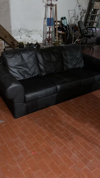 Divano 3 posti in pelle nero