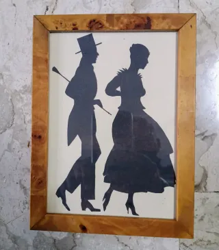 Quadro silhouette inglese cornice legno vintage
