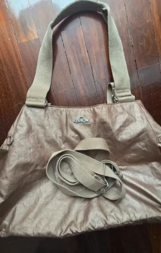 Borsa Kipling Beige/Oro con Tracolla 40x26x13