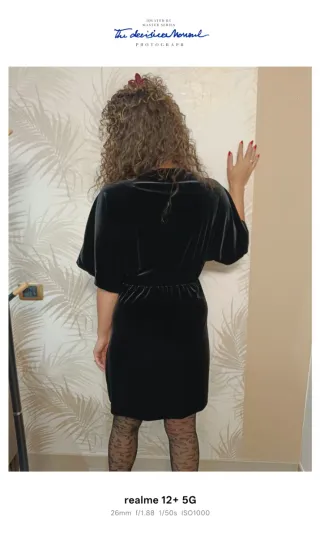 Abito in vellutino nero Motel a portafoglio