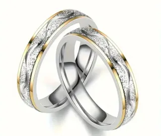 Anillos de compromiso oro y plata Conjunto