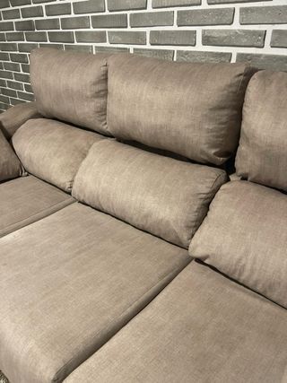 Divano 3 Posti Beige/Marrone in Tessuto Impermeabile