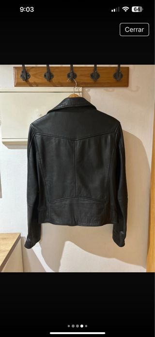 Chaqueta Piel Biker Mango Negra