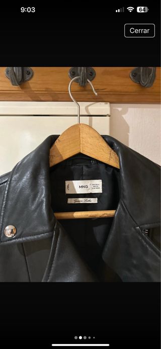 Chaqueta Piel Biker Mango Negra