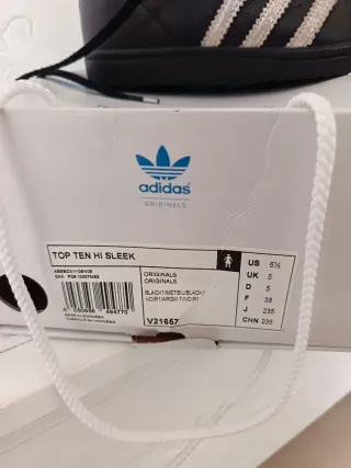 Adidas Top Ten Hi Sleek, Pelle Nera, Donna 38