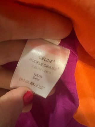 Camisa Céline Seda Naranja y Morado.