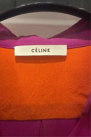 Camisa Céline Seda Naranja y Morado.