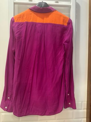 Camisa Céline Seda Naranja y Morado.