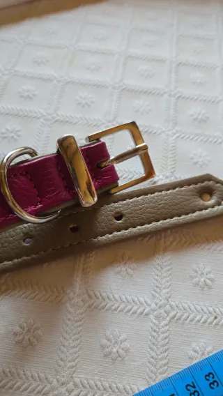 Collar perro 40cm rosa y gris
