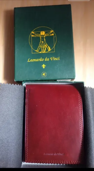 Portafoglio uomo Leonardo da Vinci in pelle rossa