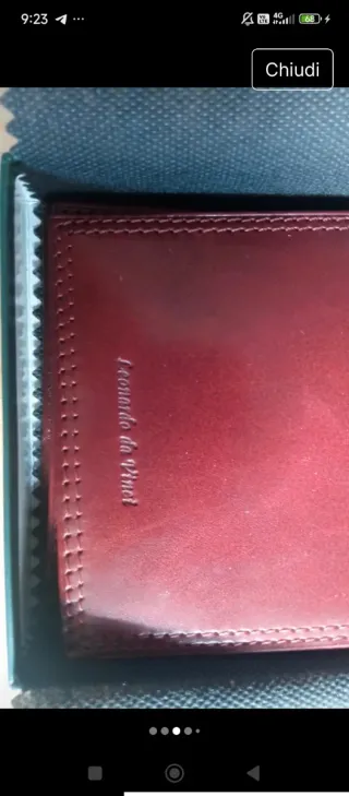 Portafoglio uomo Leonardo da Vinci in pelle rossa