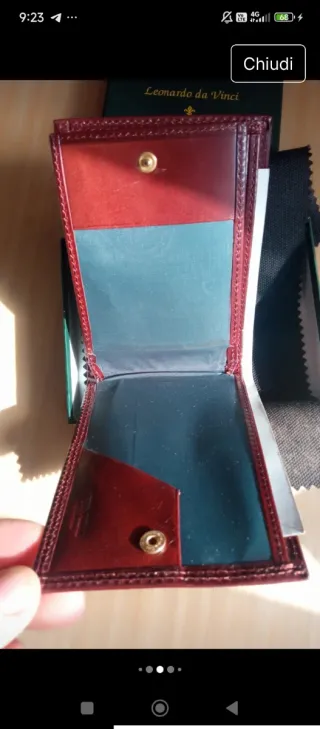 Portafoglio uomo Leonardo da Vinci in pelle rossa