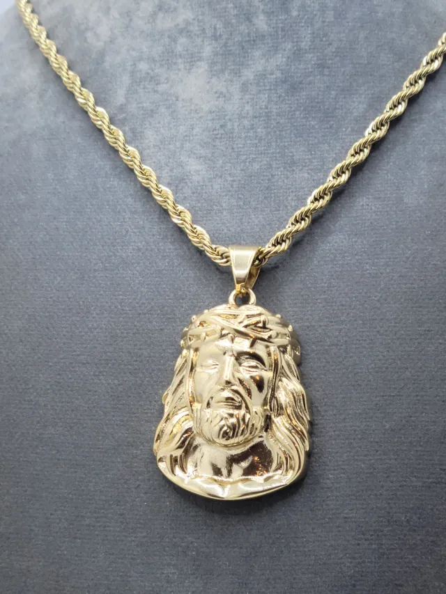 Colgante Jesucristo Acero Quirúrgico Chapado Oro