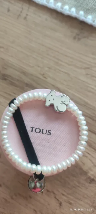 Pulsera Tous Perlas y Osito Plata