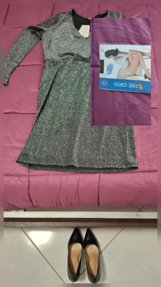 Tubino nero e argento + collant