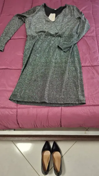 Tubino nero e argento + collant