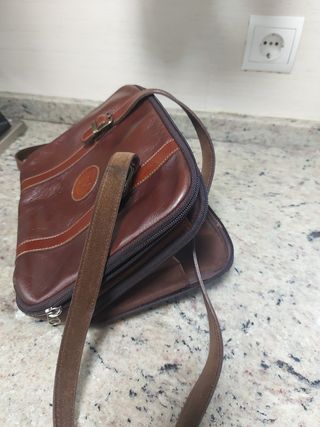 Bolso bandolera de piel - Marrón