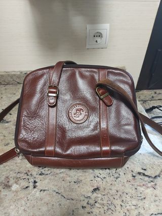 Bolso bandolera de piel - Marrón