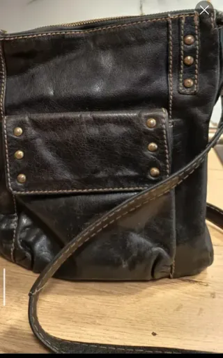 Bolso de piel auténtica marrón