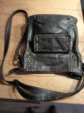 Bolso de piel auténtica marrón
