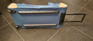 Borsone trolley Roncato blu e beige con tracolla