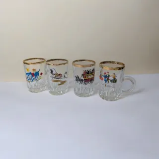 4 Bicchieri da Liquore Vintage 50-60 Decorati
