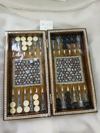Juego Ajedrez y Backgammon Madera Incrustada