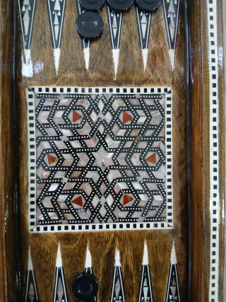 Juego Ajedrez y Backgammon Madera Incrustada