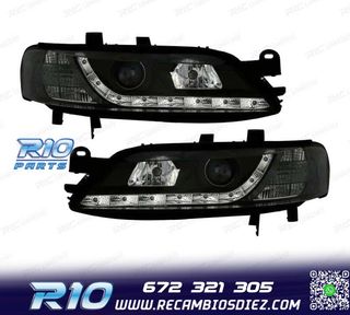 FAROS PARA OPEL VECTRA B 96-98 LUZ DIURNA LED FONDO NEGRO