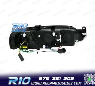 FAROS PARA OPEL VECTRA B 96-98 LUZ DIURNA LED FONDO NEGRO