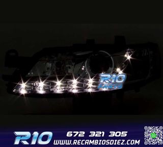 FAROS PARA OPEL VECTRA B 96-98 LUZ DIURNA LED FONDO NEGRO
