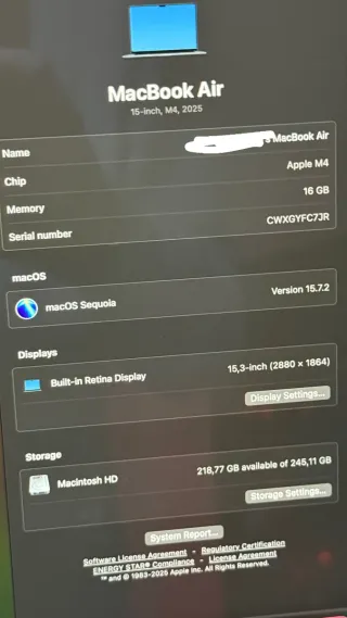 MacBook Air 15 M4 256GB Azul