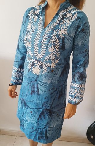 Vestido Almatrichi estampado y bordado