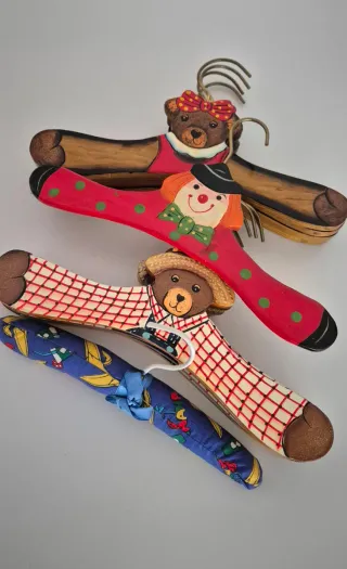 Lote 11 Perchas Madera Decoradas Niños & Niñas