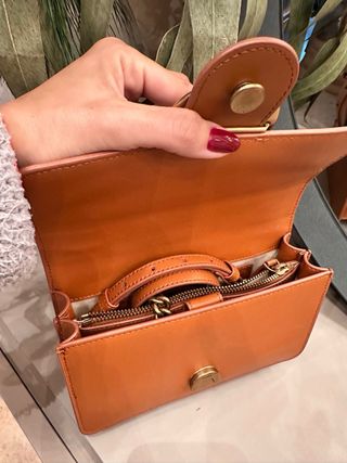 Borsa Pinko arancione con uccelli dorati