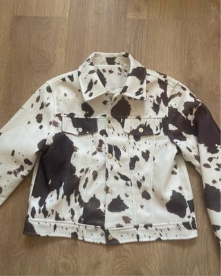 Chaqueta Estampado Vaca Marrón y Blanco